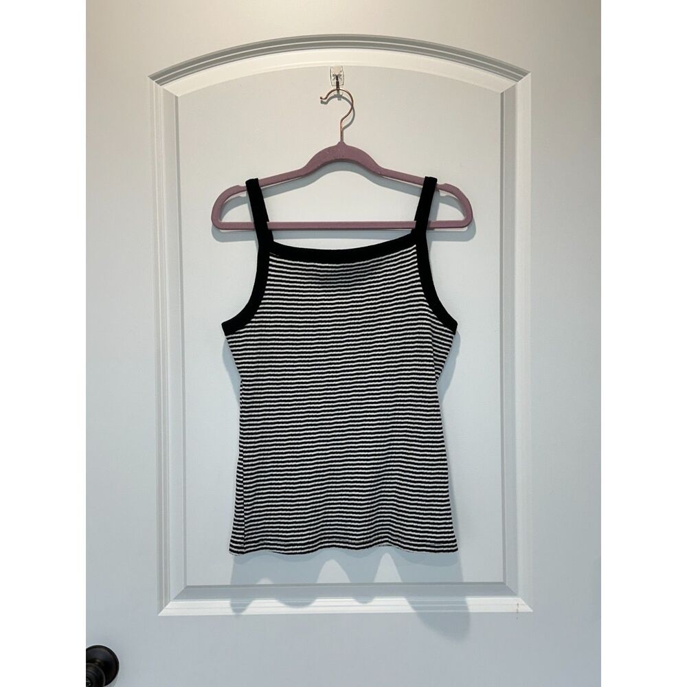 Gap Black and White Stripe Ribbed Tank Top Size Medium